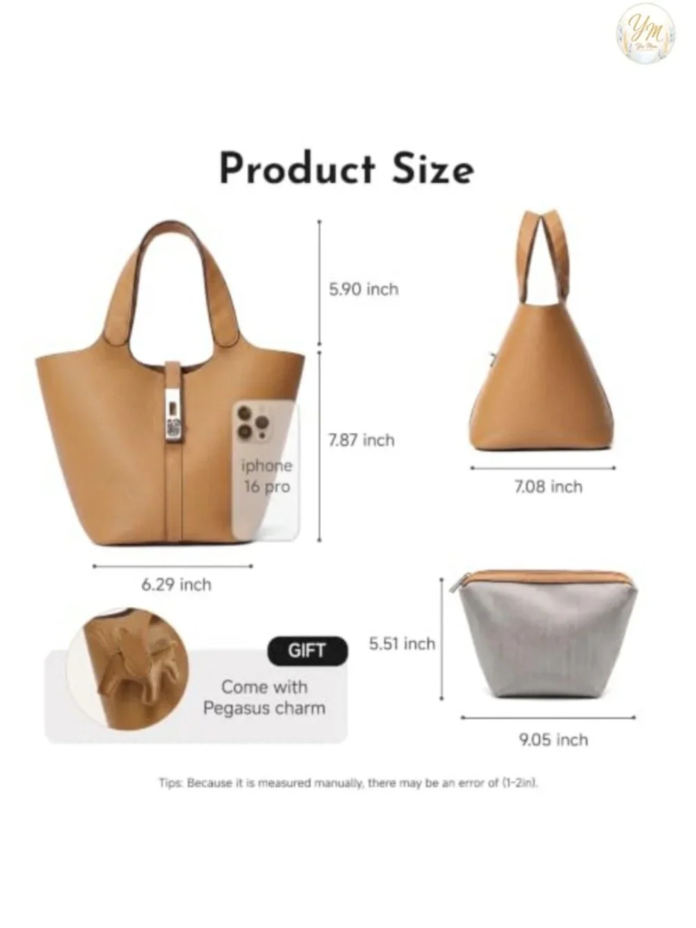 Vegan Leather Bucket Purse with Detachable Pouch Top Handle Handbag Shoulder Bag